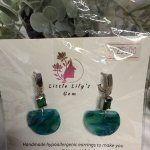 Little Lily's Gem Blue handmade Green Earrings